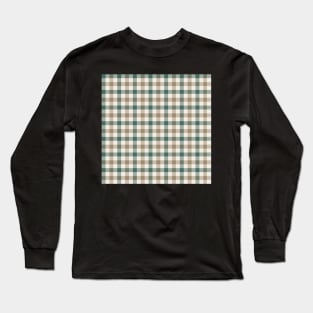 Classic gingham check in taupe and forest green Long Sleeve T-Shirt